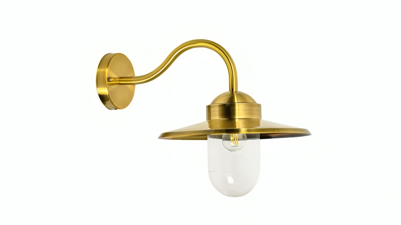 CLA Payong Sun Hat Electroplated Clear Glass Diffuser Exterior Wall Light - Brass/Brush