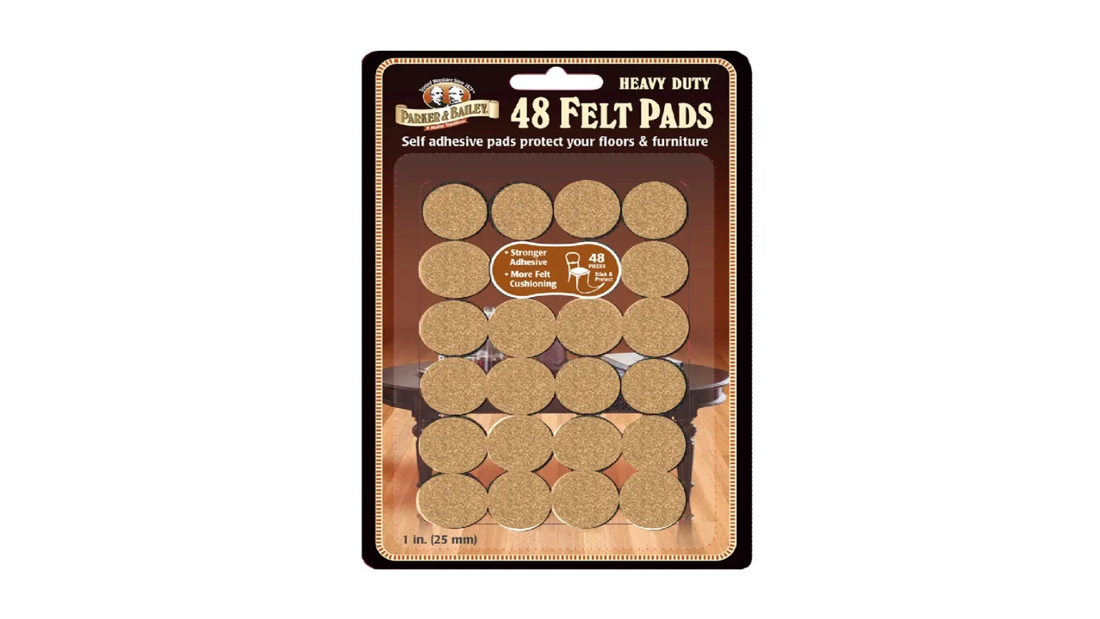 Parker and Bailey Pack of 48 Heavy Duty Felt Furniture Pad - 2.5cm