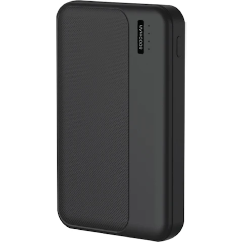 Laser 5000mAh Power Bank with Battery Level Indicator - Black