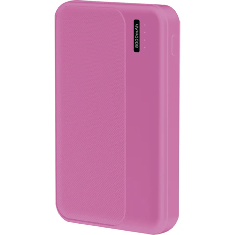 Laser 5000mAh Power Bank with Battery Level Indicator - Fuchsia