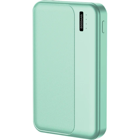 Laser 5000mAh Power Bank with Battery Level Indicator - Jelly Mint