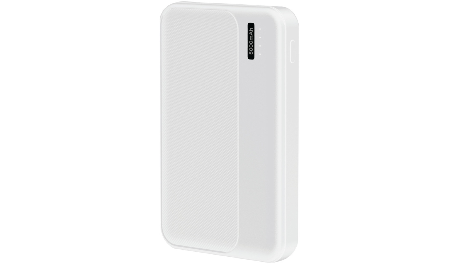 Laser 5000mAh Power Bank with Battery Level Indicator - White