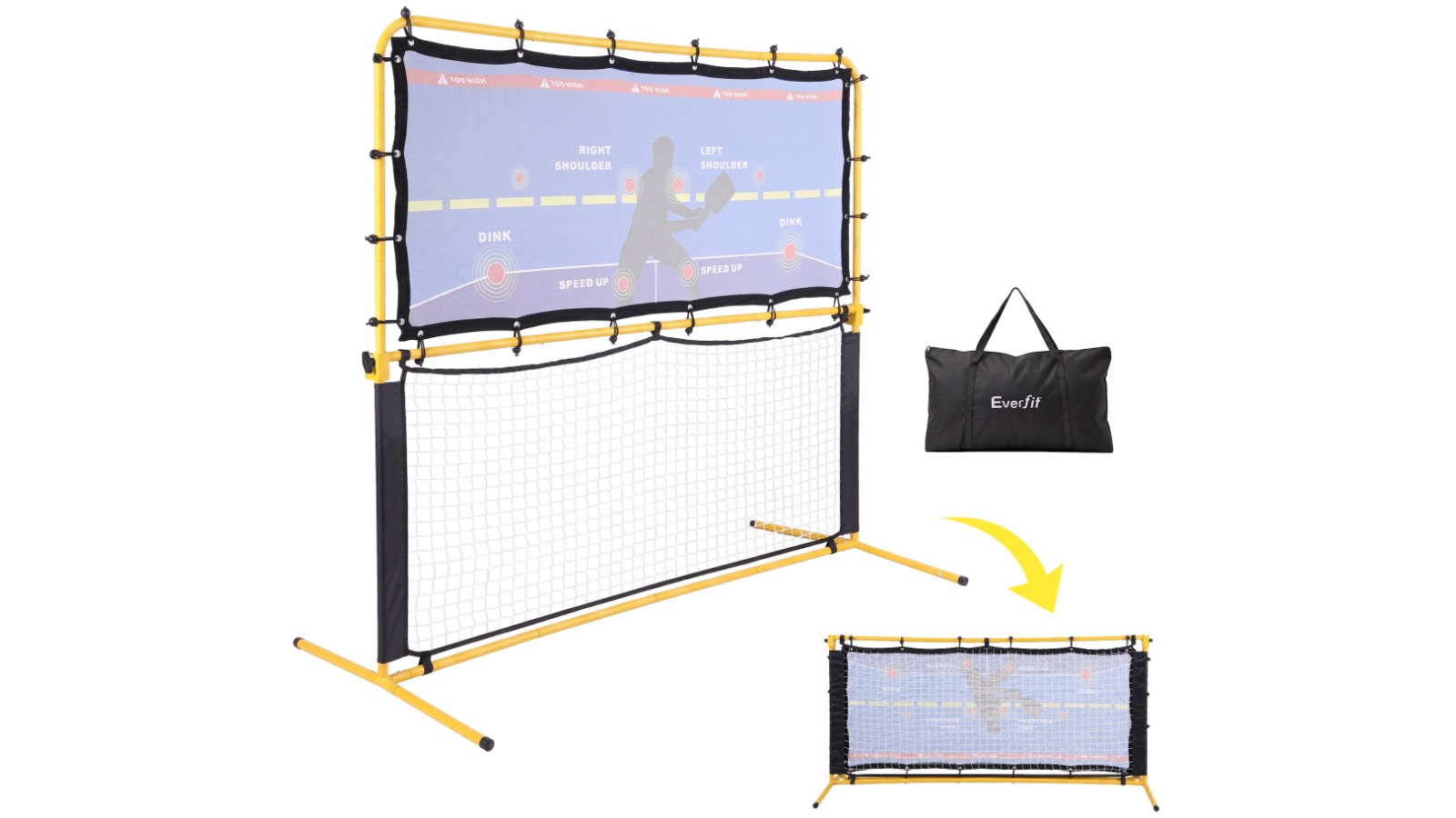 Everfit 6ft Rebounder Portable Training Pickleball Net - Black/Yellow