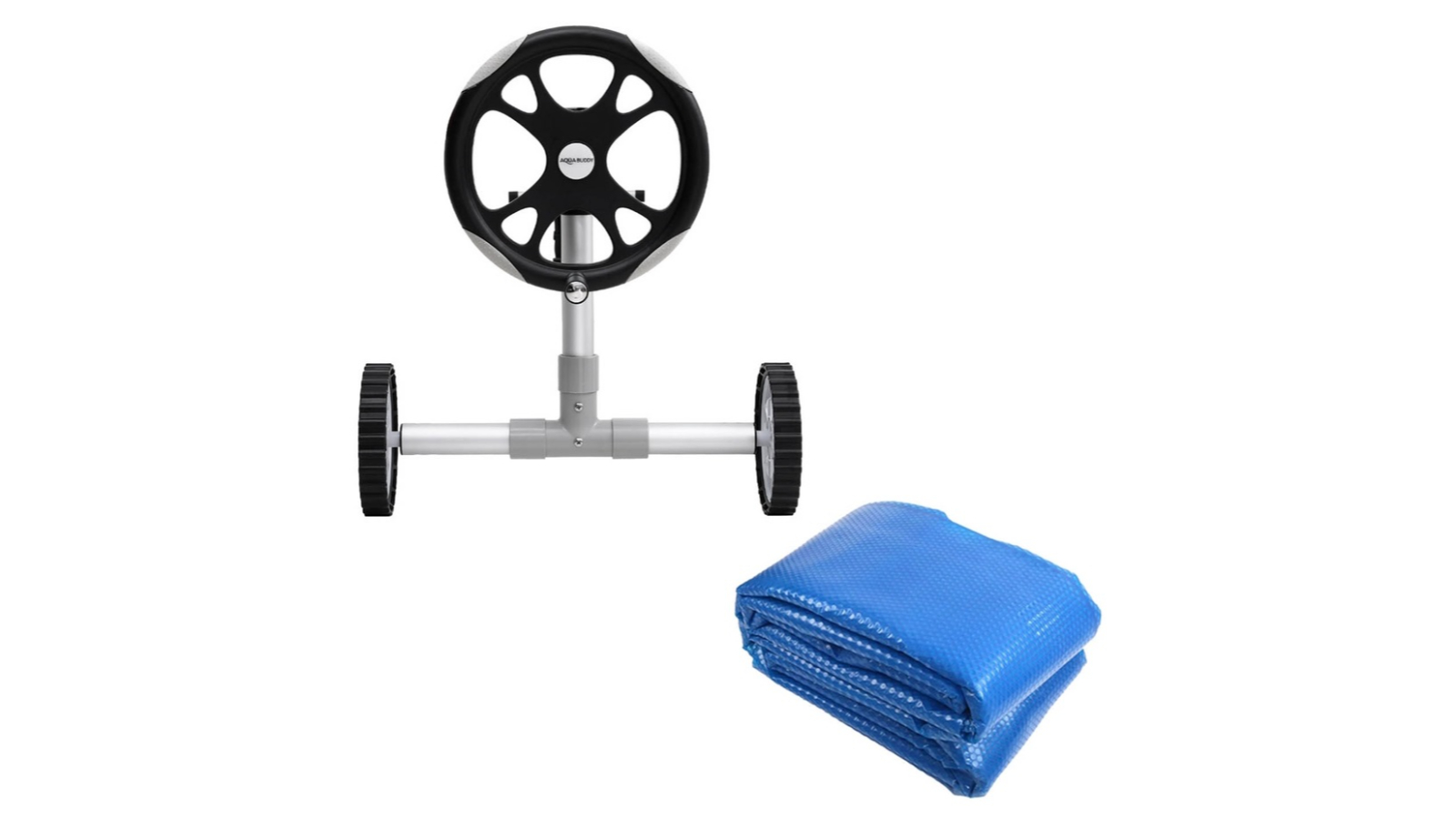 Aquabuddy 400 Micron Silver 11 x 6.2metre Swimming Pool Cover with 6.55metre Roller