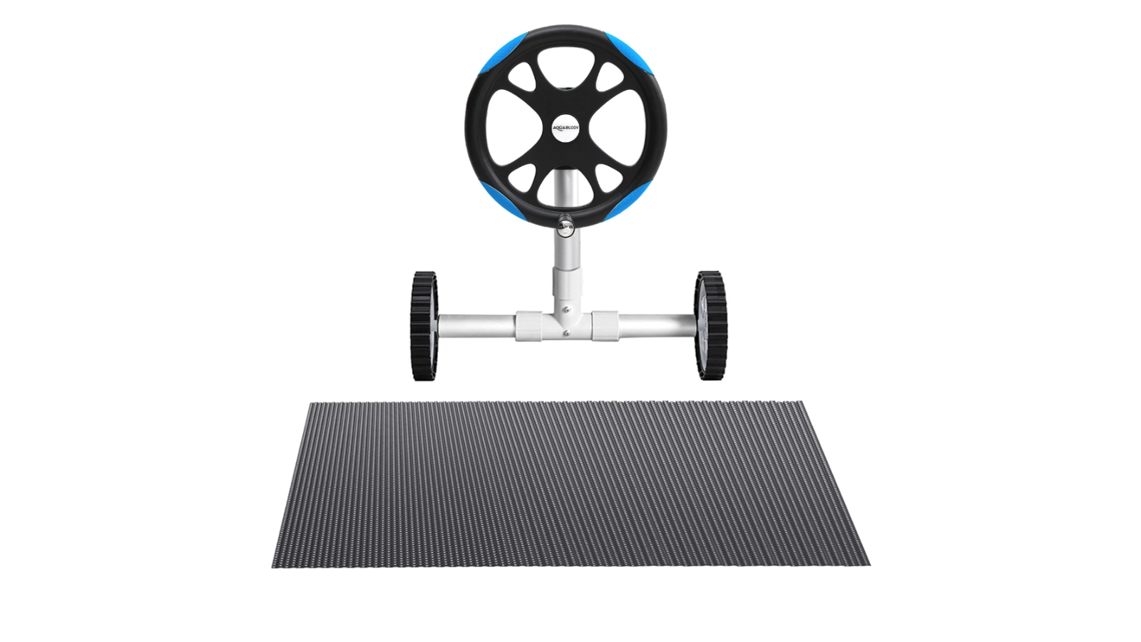 Aqua Buddy 7 x 4metre 600 Micron Pool Cover with Roller Solar Blanket - Black/Blue