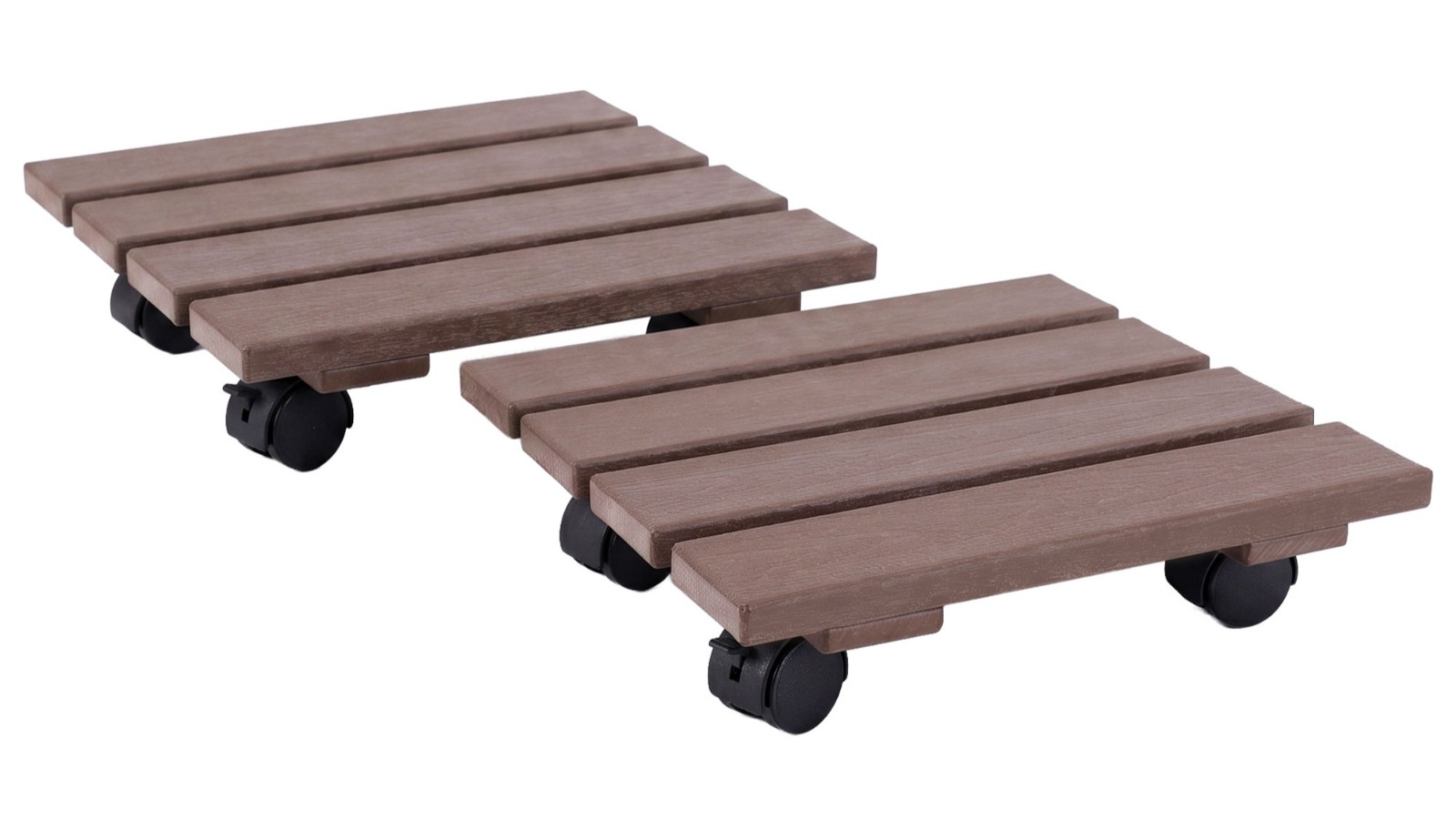 Gardeon 2 Piece HDPE Plant Caddy with Lockable Wheel - Brown