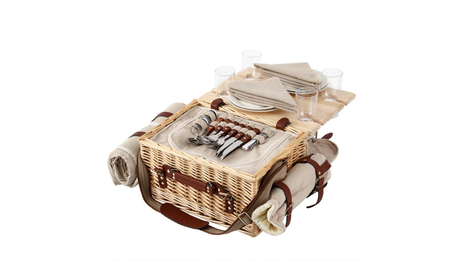Alfresco 4-Person Insulated Picnic Basket Set