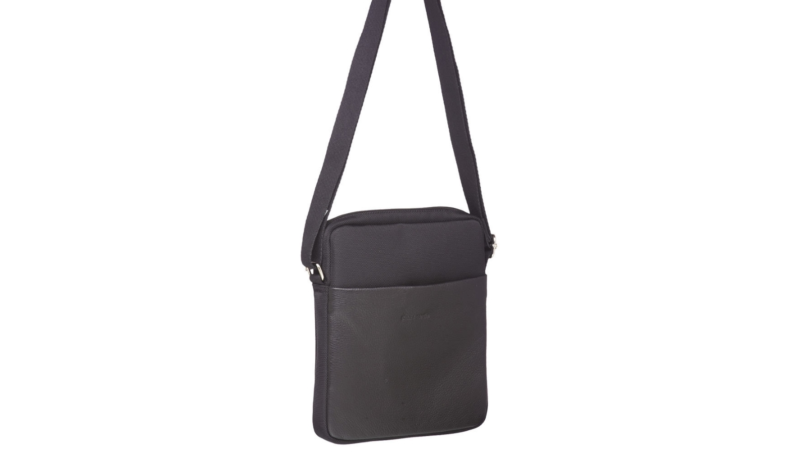 Pierre Cardin Italian Leather Cross-Body Tablet Bag - Black