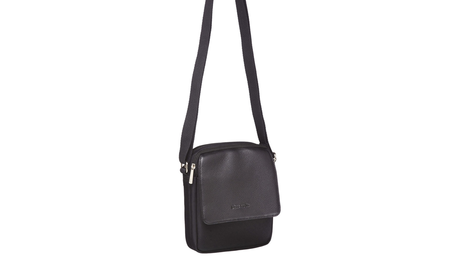 Pierre Cardin Cross-Body Travel Leather Bag Black Harvey Norman