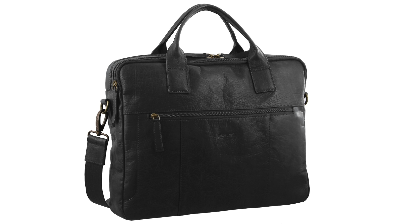 Pierre Cardin Rustic Leather Satchel Bag - Black