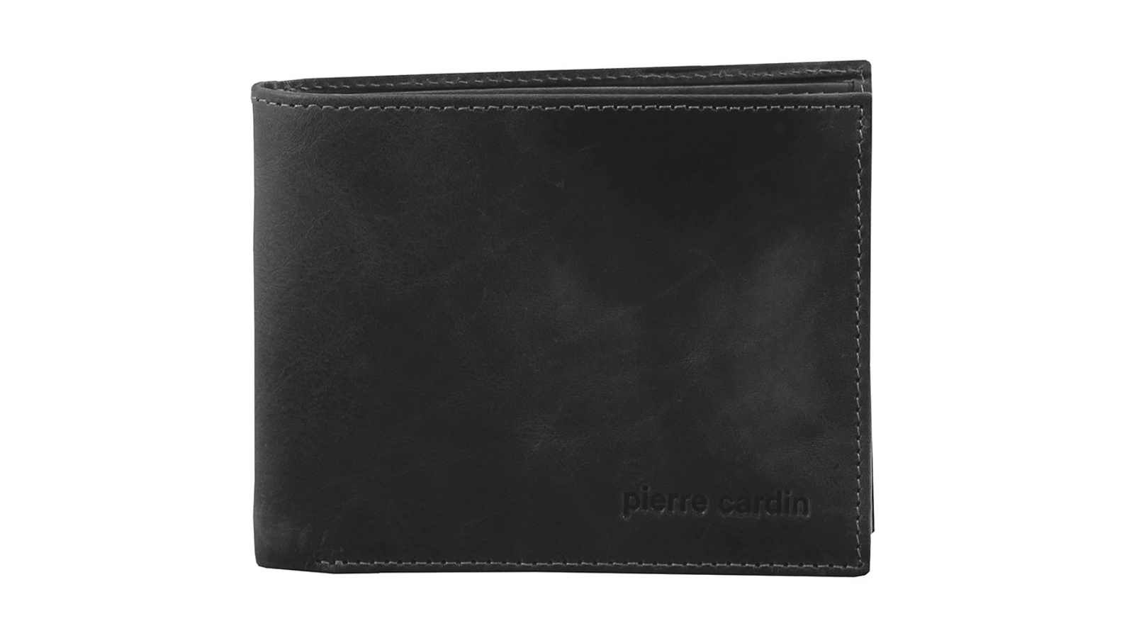 Pierre Cardin Rustic Leather Bi-Fold Men Wallet - Black