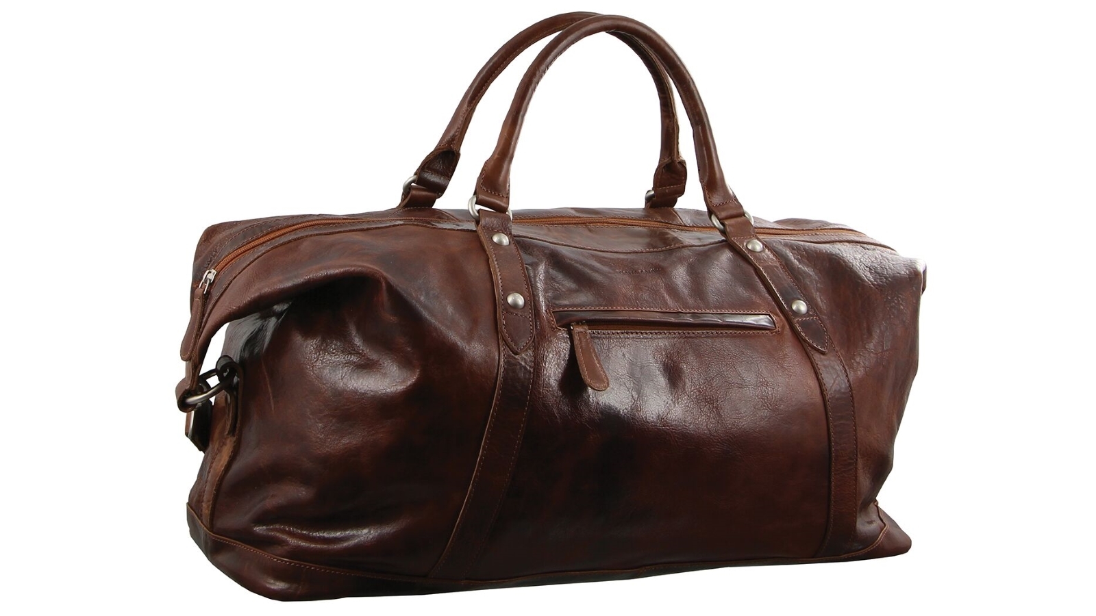 Pierre Cardin Rustic Leather Business/Overnight Bag - Cognac