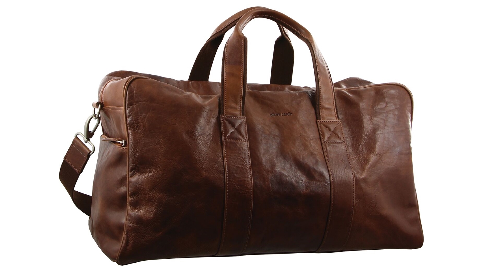 Pierre Cardin Rustic Overnight Leather Bag - Cognac