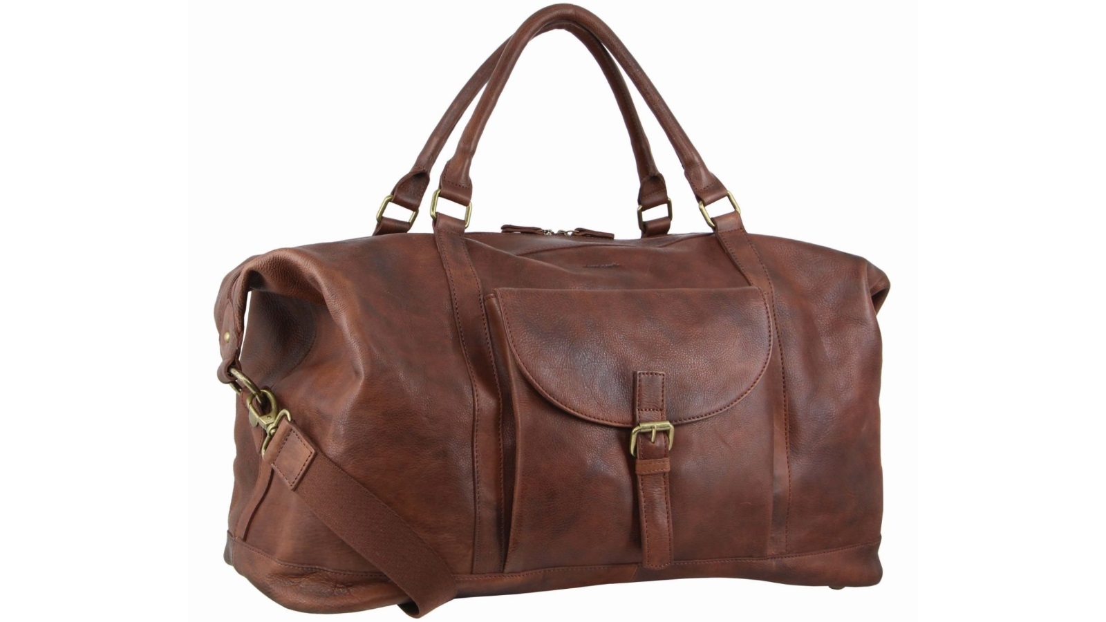 Pierre Cardin Rustic Leather Overnight Bag Chocolate Harvey Norman