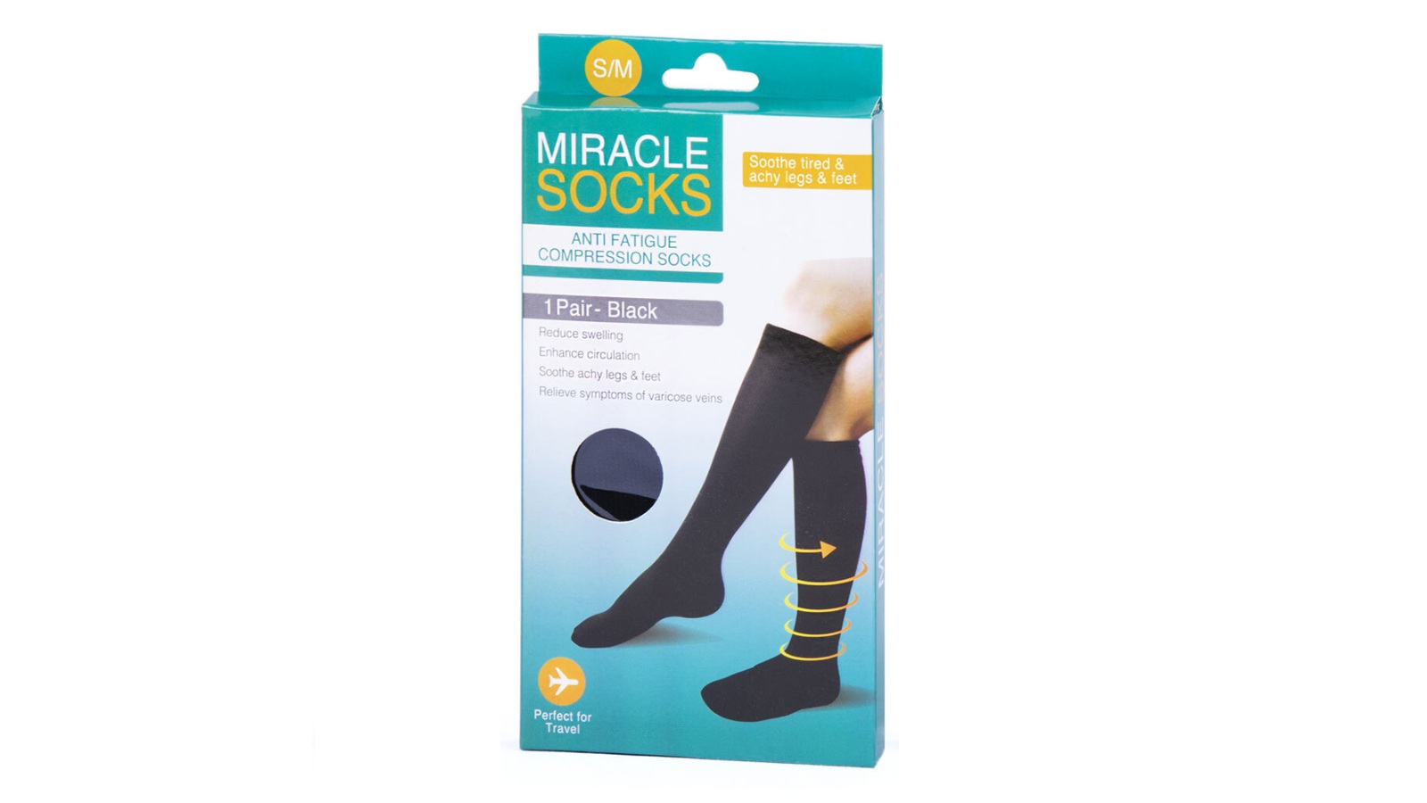 Miracle Anti-Fatigue Knee-High Compression Medical Socks Pair - Black