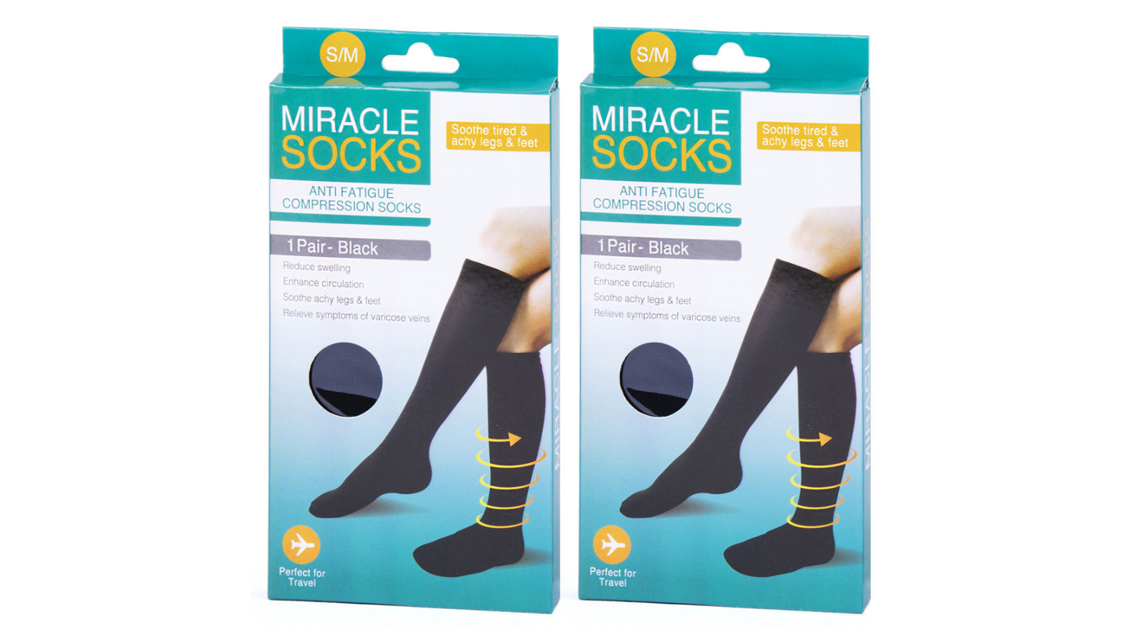 Miracle Socks Pair of 2 Anti-Fatigue Knee-High Compression Medical Sock