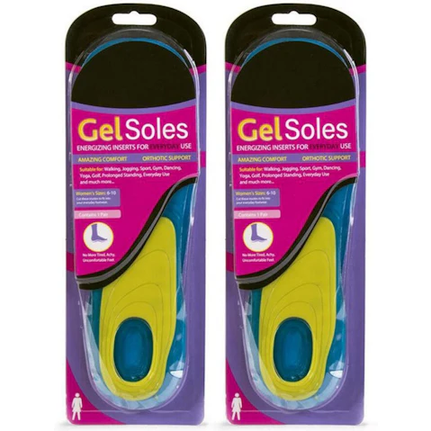 Uniwide 2-Pack Gel Insoles Pair For Female Shoe Sizes 6-10
