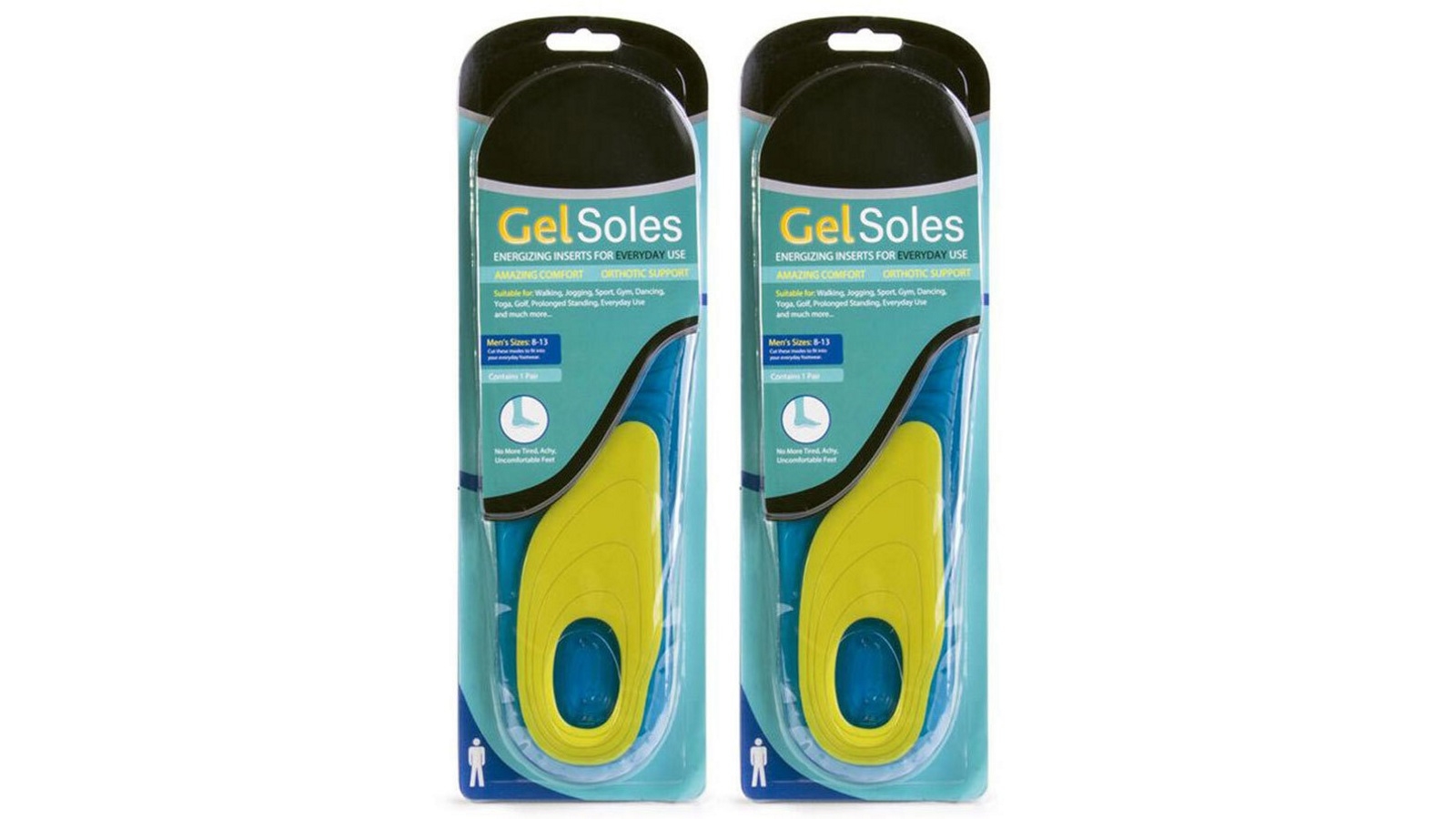 Uniwide Gel Insoles Pair For Male Shoe Sizes 8-13