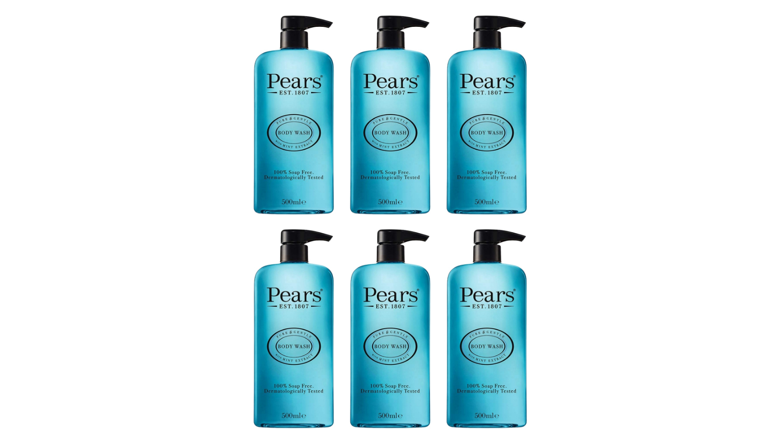 Pears 6 Piece Body Wash for Glowing Skin with Mint Extract - 500ml