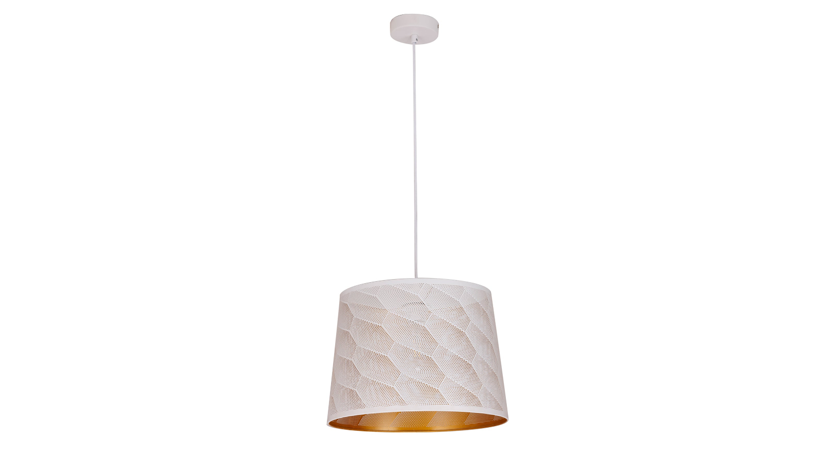 CLA Slanted Honeycomb Pattern Pendant Light with Laser Cut Interior - White