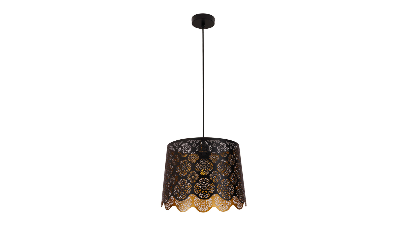 CLA Interior Slanted with Laser Cut and Flower Pattern Pendant Light - Black