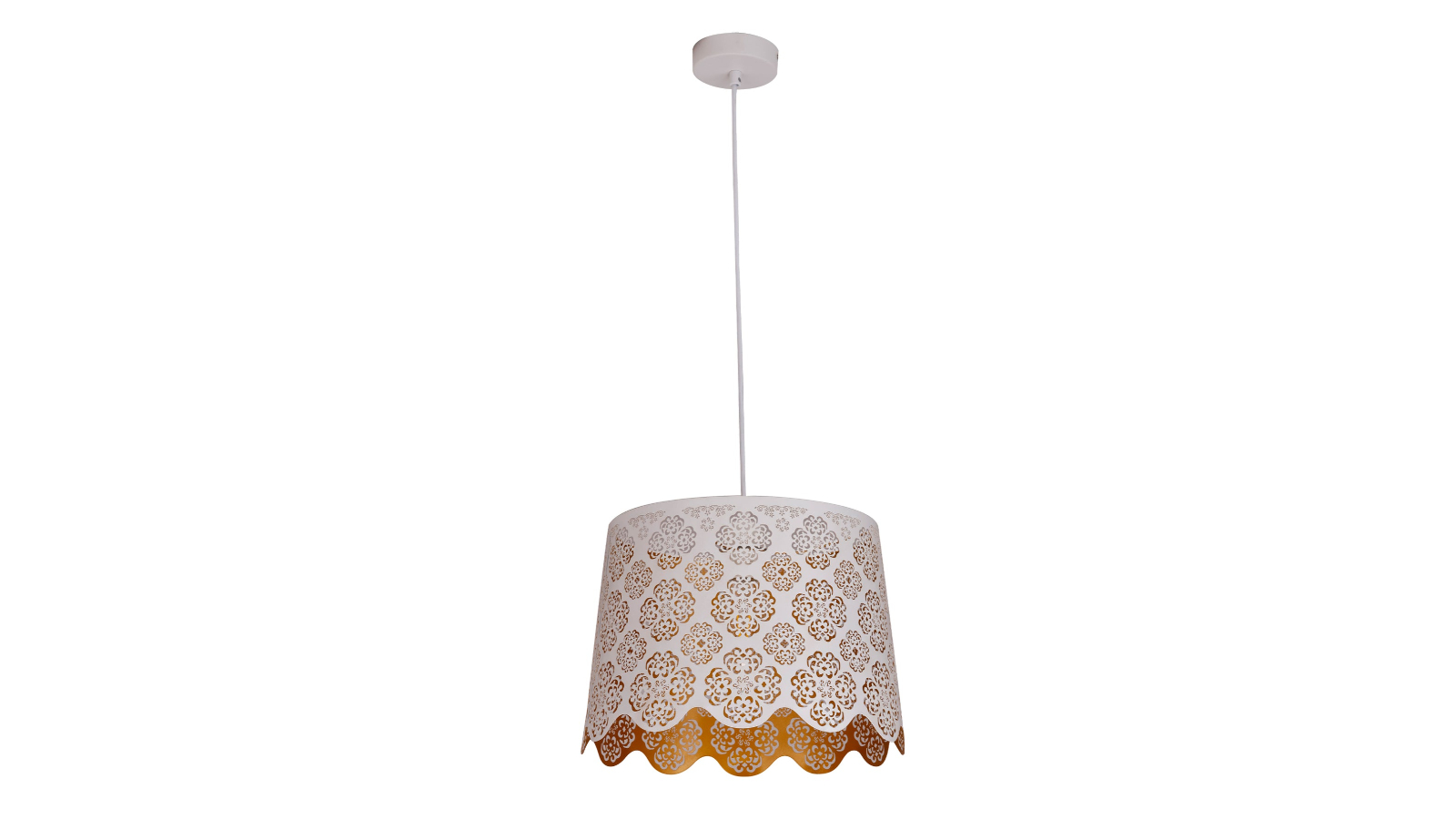 CLA Interior Slanted with Laser Cut and Flower Pattern Pendant Light - White