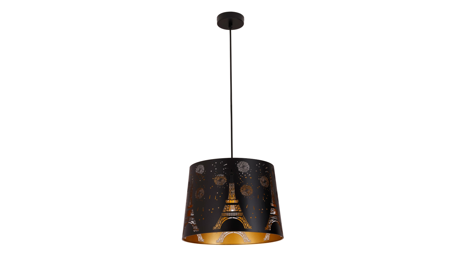 CLA Interior Slanted with Laser Cut and Eiffel Tower Pattern Pendant Light - Black