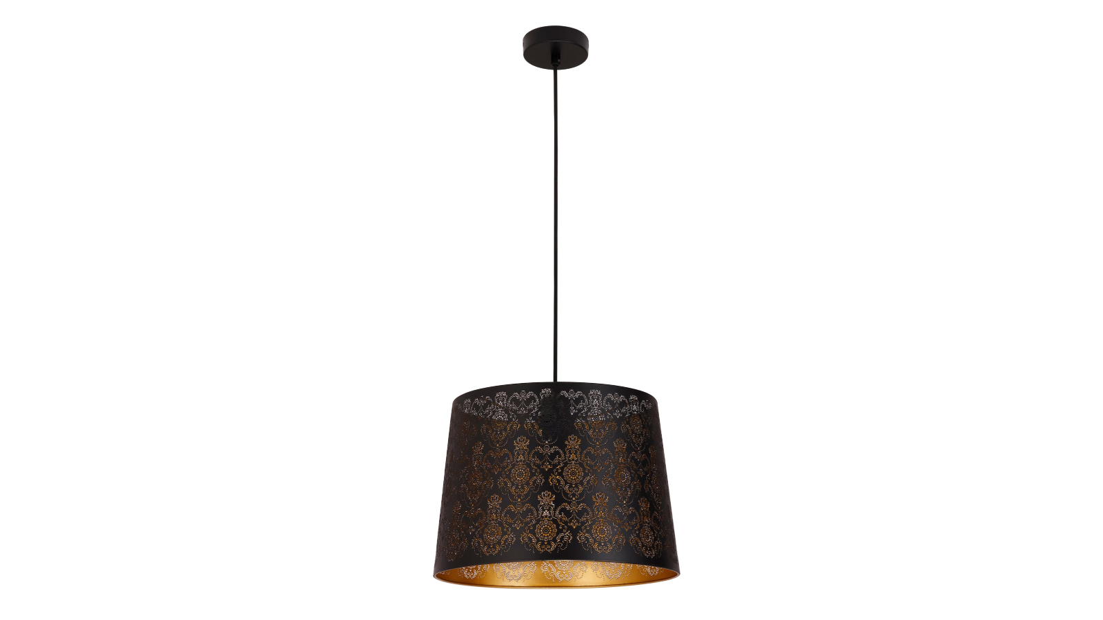 CLA Interior Slanted with Laser Cut and Fleur Pattern Pendant Light - Black