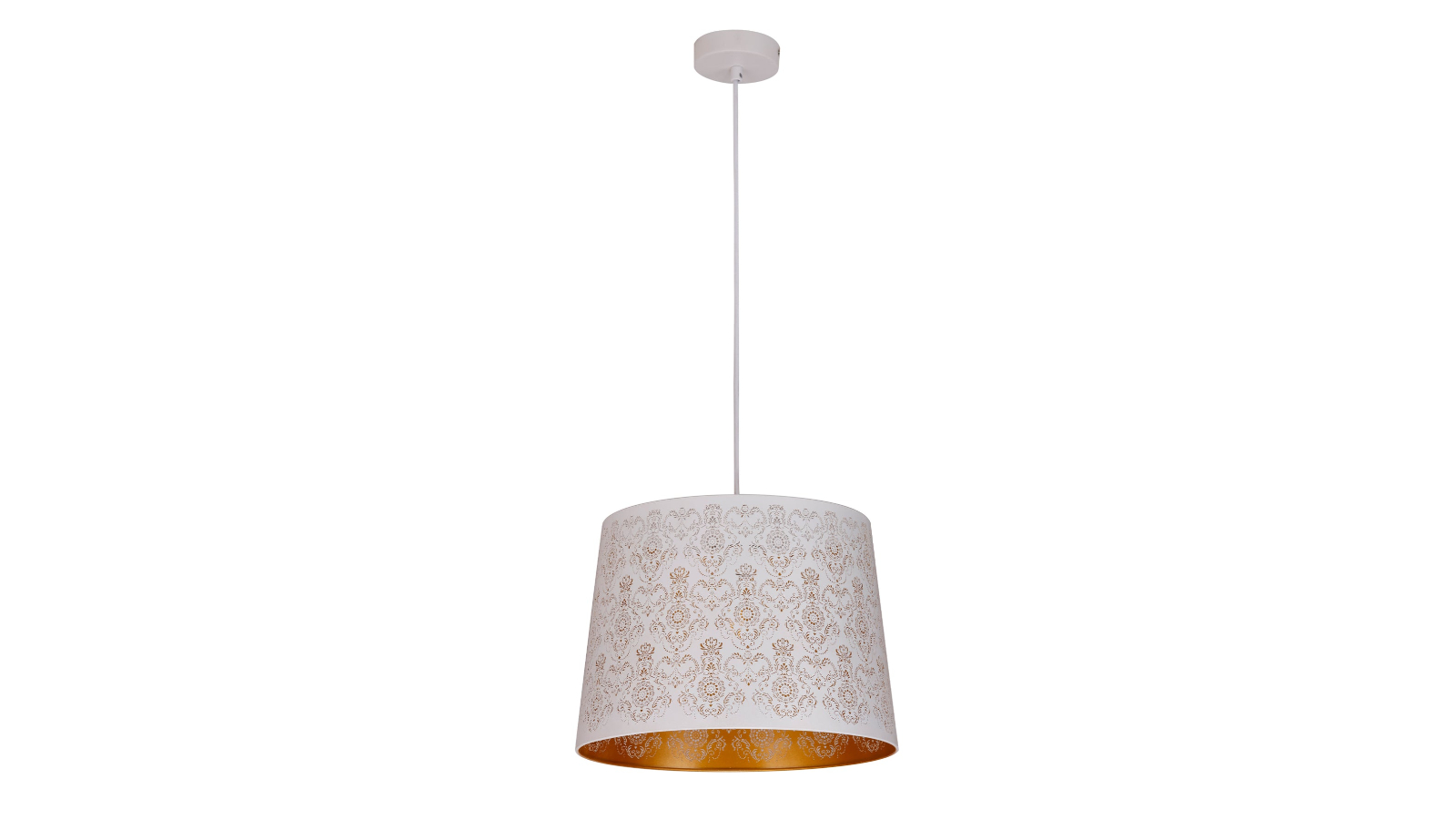 CLA Interior Slanted with Laser Cut and Fleur Pattern Pendant Light - White