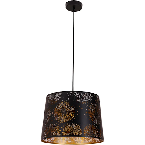 CLA Interior Slanted with Laser Cut and Starburst Pattern Pendant Light - Black