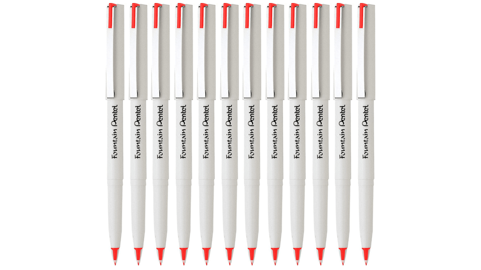 Pentel Set of 12 Stylo Plastic Tip Red Disposable Fountain Pen