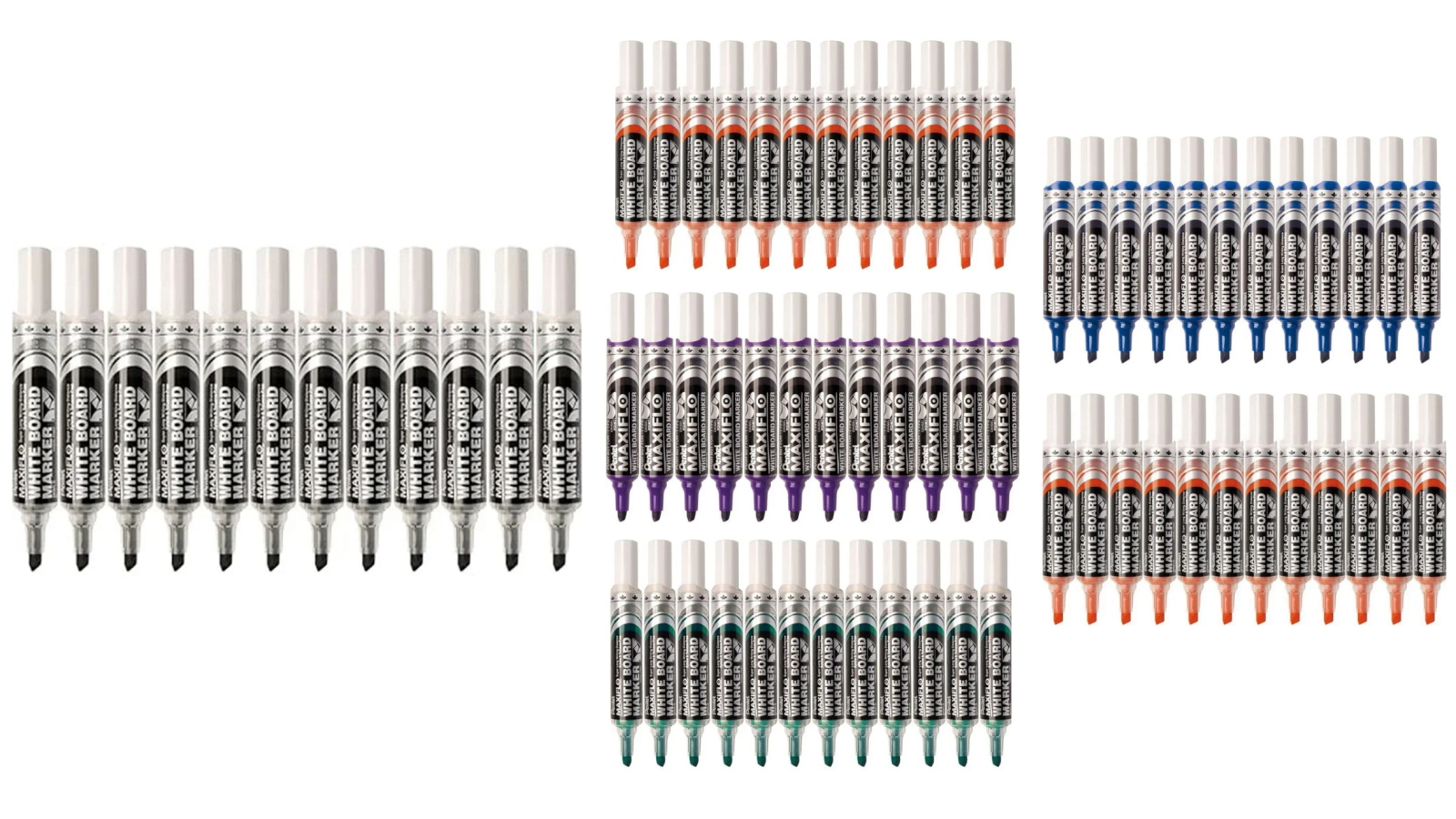 Pentel Maxiflo Box of 12 7mm Chisel Whiteboard Markers