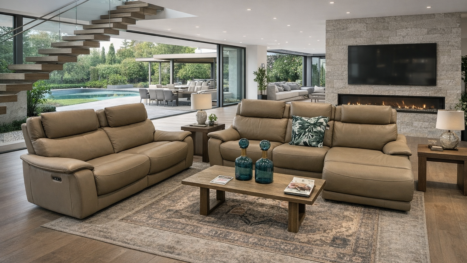 Potter 2.5-Seater Recliner Sofa with Right-Hand Facing Chaise - Pine Bark