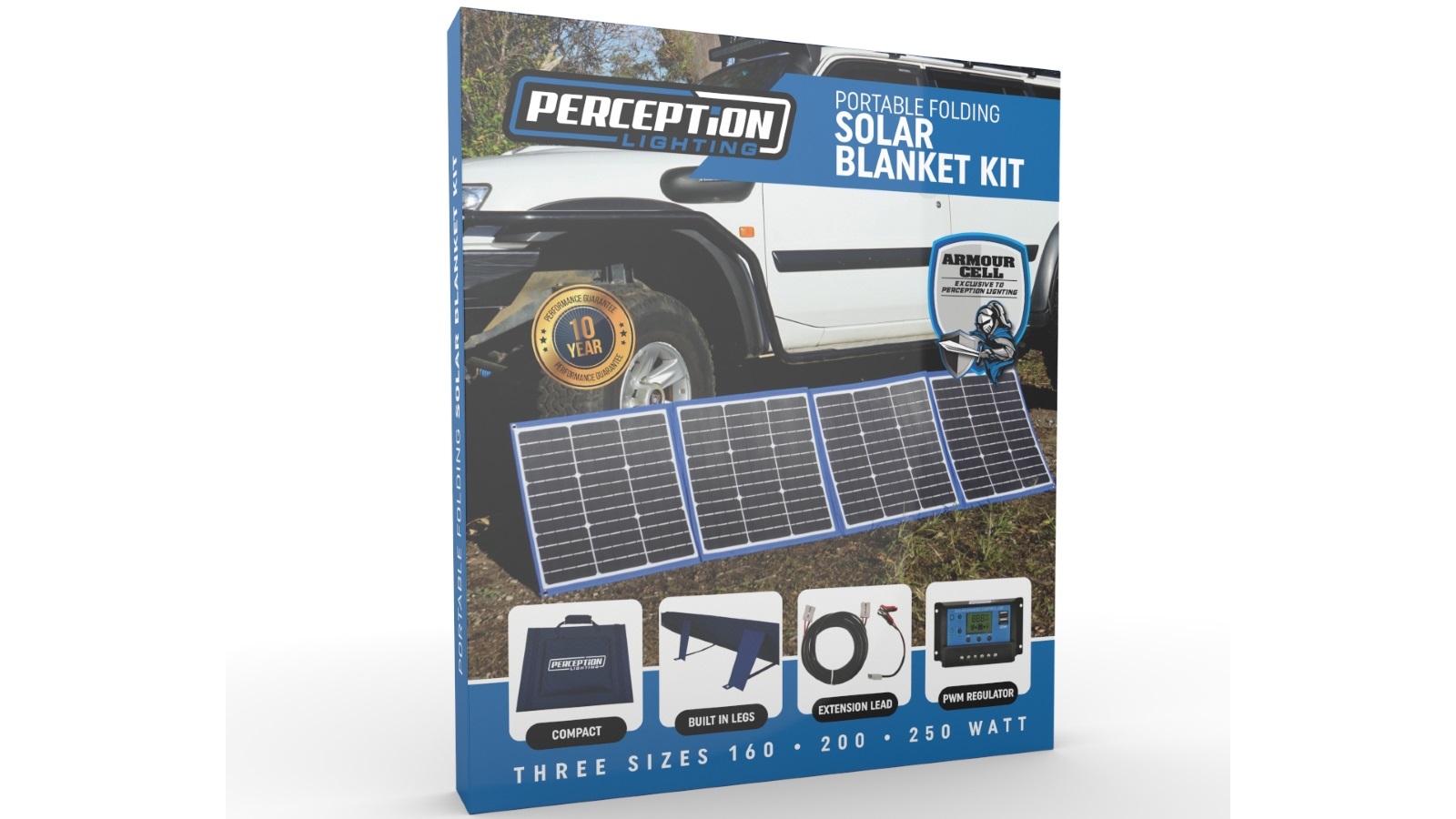 Perception Lighting 160W Portable Folding Solar Blanket with Legs and Armour Cell