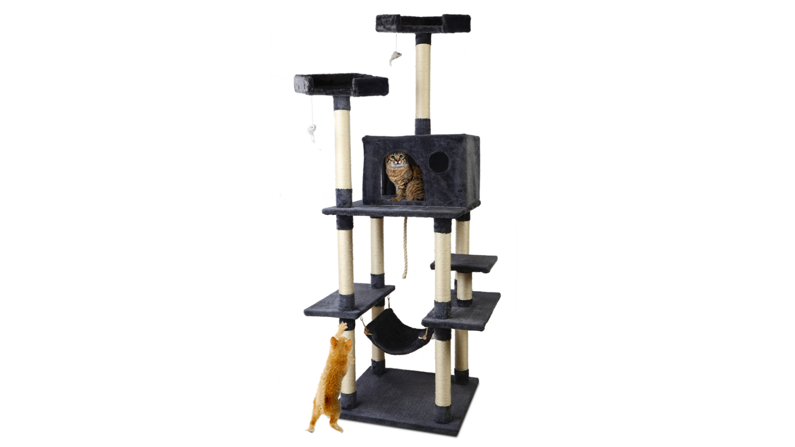 i.Pet 184cm Cat Scratching Post - Grey