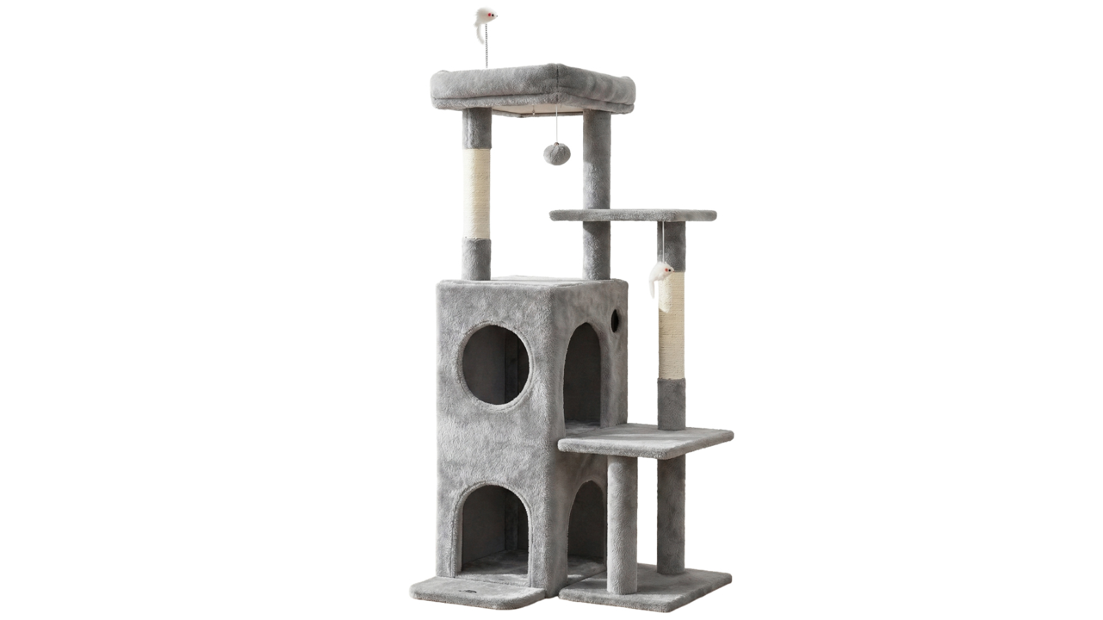 i.Pet 127cm Cat Tree Tower Scratching Post Furniture - Light Grey