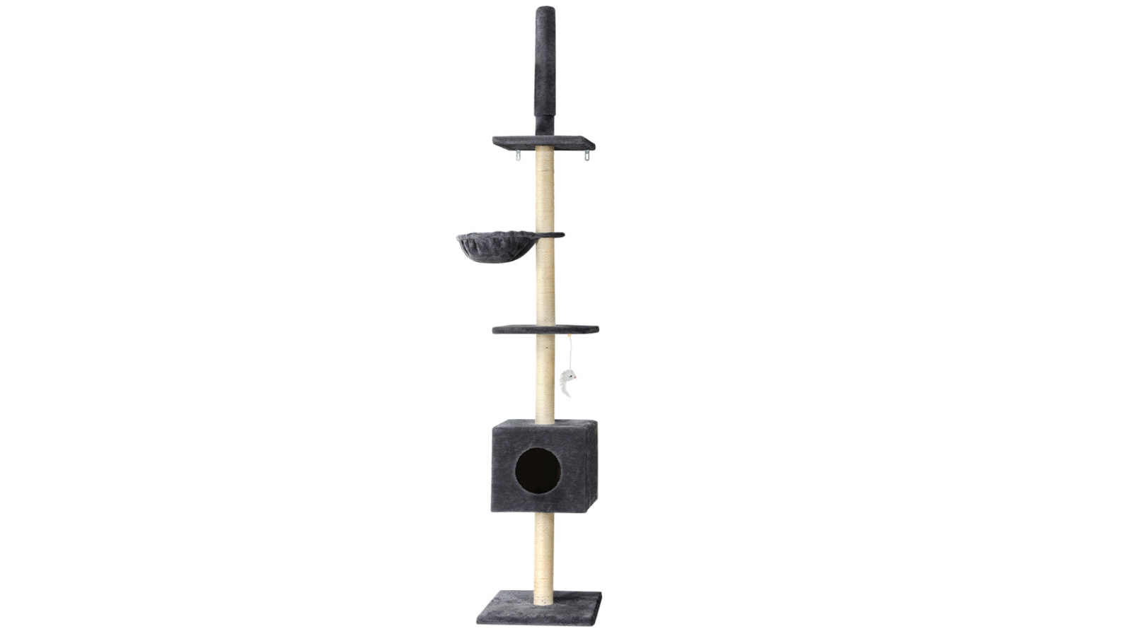 i.Pet Cat Tree 260cm Tower Scratching Post Scratcher Floor to Ceiling - Dark Grey
