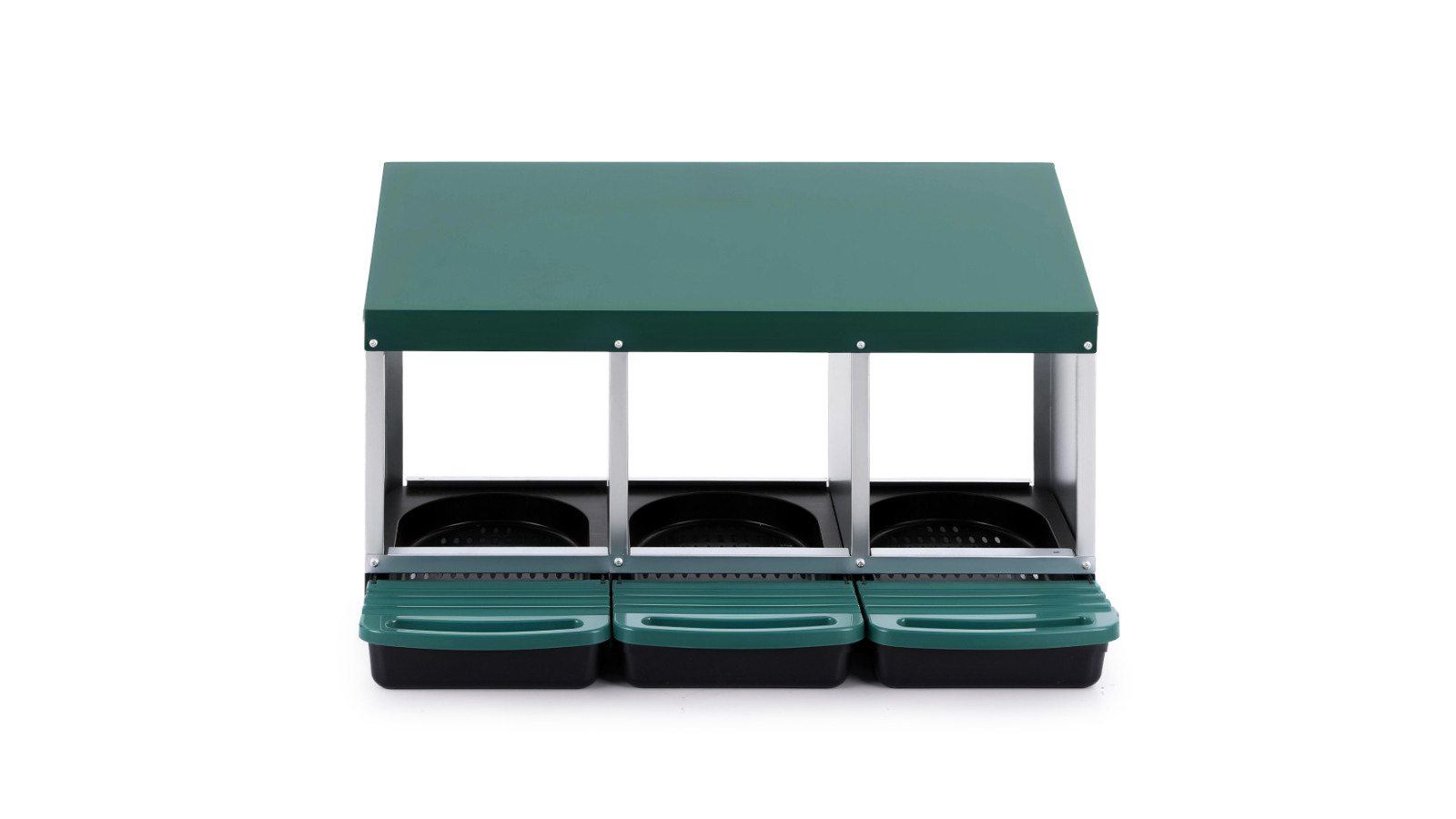i.Pet Chicken 3-Holes Roll Away Wall-Mounted Metal Nesting Box - Green