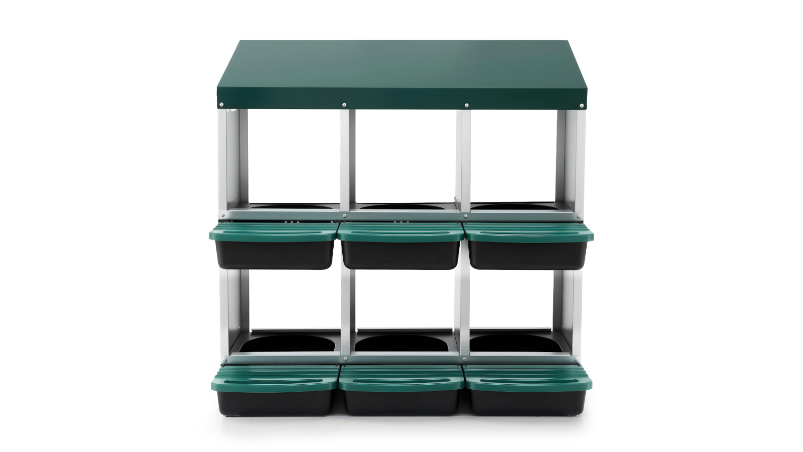 i.Pet Chicken Nesting Box Roll Away Metal Nesting Box Wall Mounted 6 Holes - Green