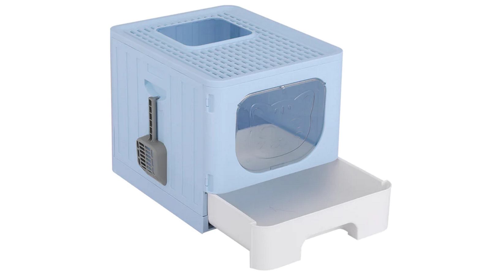 i.Pet Large Enclosed Hooded Cat Litter Box with Foldable Scoop - Blue