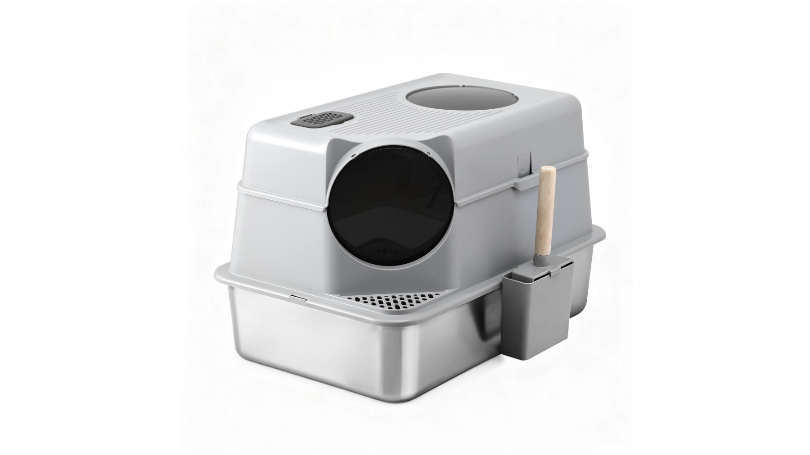 i.Pet Large Stainless Steel High-Sided Cat Litter Box with Odour Control