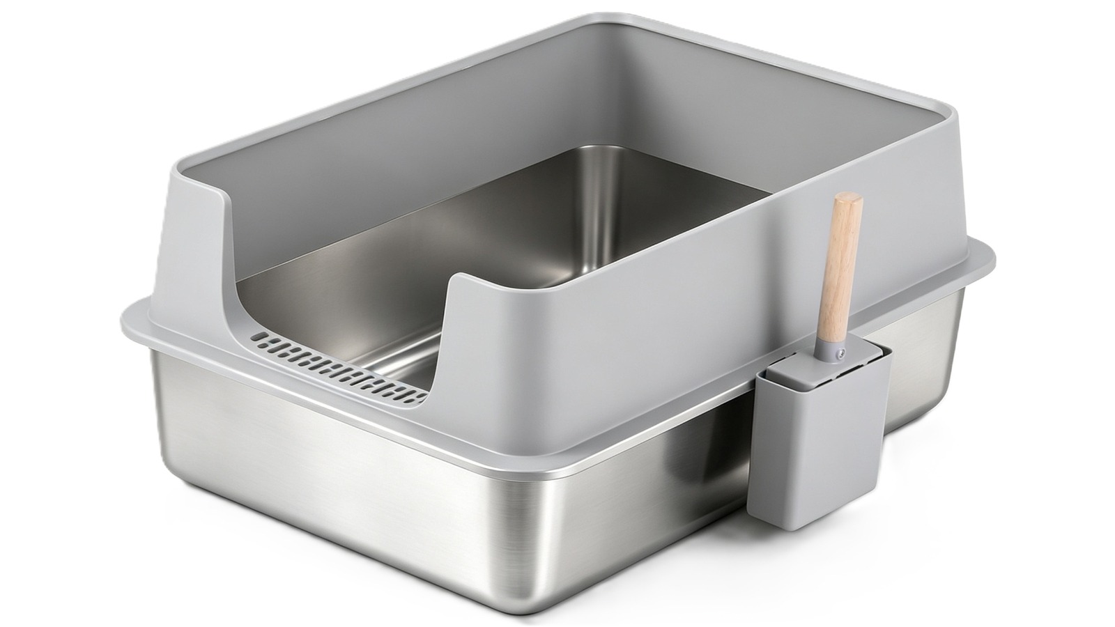 i.Pet XX-Large Stainless Steel Cat Litter Box - Grey