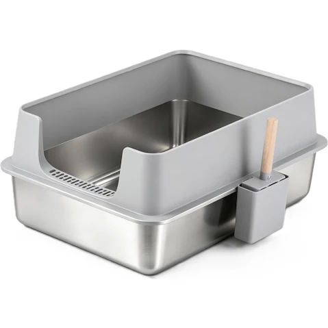 i.Pet XX-Large Stainless Steel Cat Litter Box - Grey