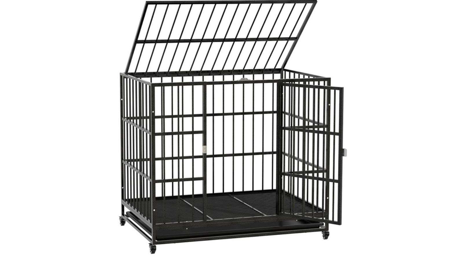iPet Dog Cage Anti-Bite Pet Kennel Wheels with Tray Metal