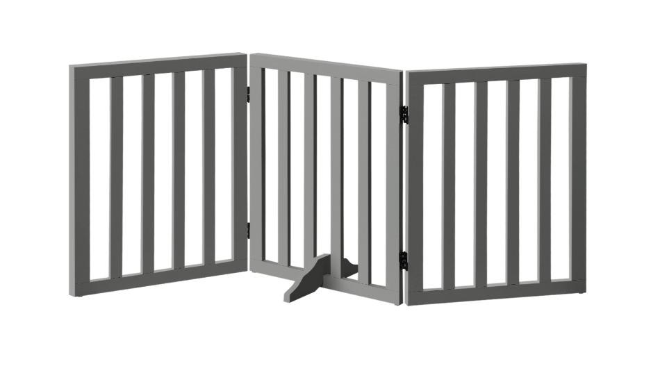 Alopet 3-Panel Wooden Dog Fence - Grey