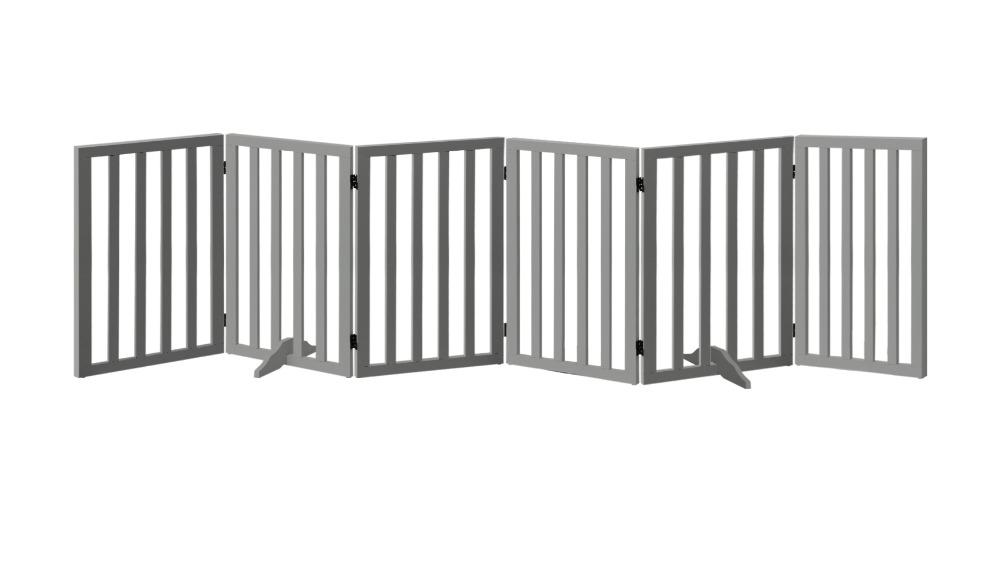 Alopet 6-Panel Grey Wooden Dog Fence - 80cm