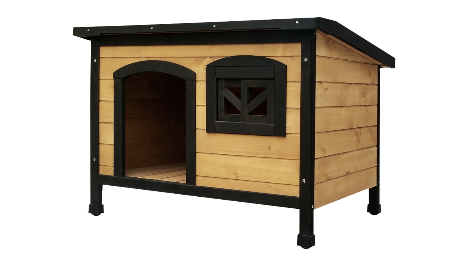 i.Pet Large Wooden Pet Kennel - Black