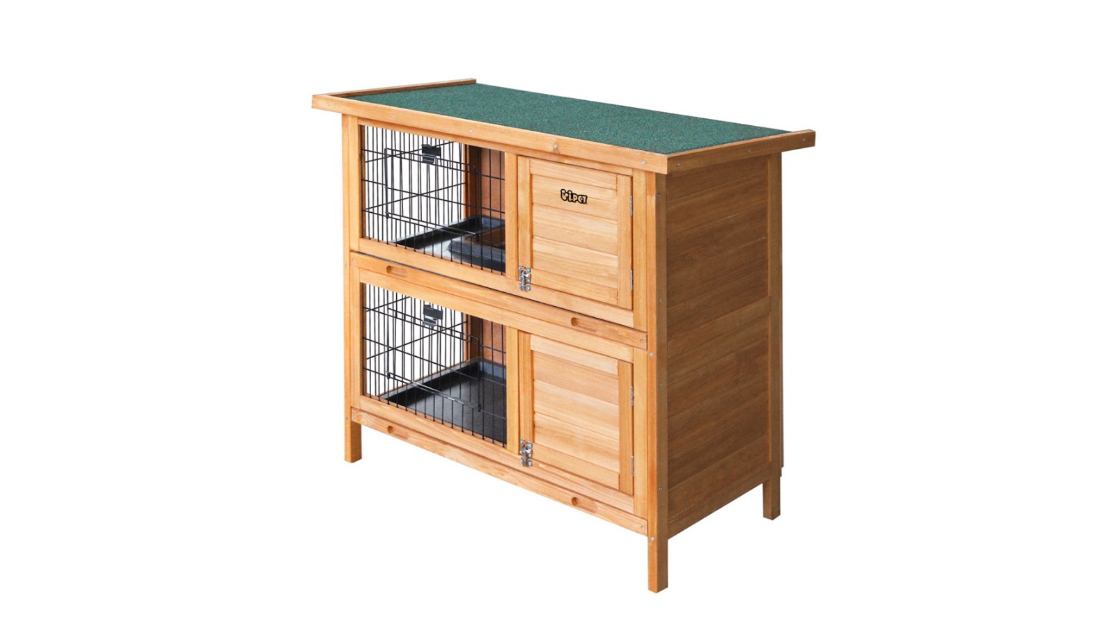 i.Pet 2-Storey Wooden Pet Rabbit Hutch - Natural