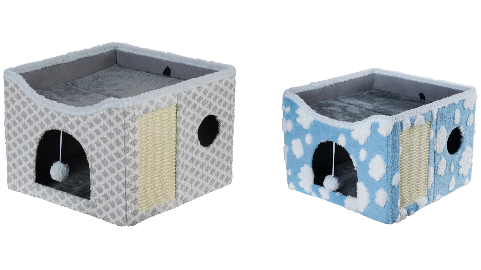 Cat Beds Foldable 43 x 43cm Cat Cube House with Scratch Pad