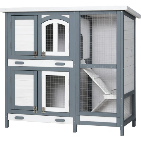 i.Pet Wooden Rabbit Hutch and Chicken Coop with Run Cage - Large